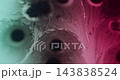 Ink stain. Pigment spill. Defocused blue purple pink color spatter liquid chemical texture round droplet floating on abstract background. 143838524