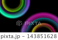 Colorful glowing rings and circles on black background with neon gradient effects 143851628