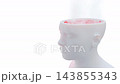 Boiling water inside head replacing brain for someone who is hot-headed or quick-tempered. Presented in minimalist style against white and green screen backgrounds. Animation Seamless loop, 3D Render. 143855343