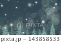 冬のモミの木の森と雪降る空を横移動しながら眺める水彩アニメーション。光溢れる幻想的なクリスマス風景。 143858533