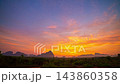 Time lapse wonderful morning colorful cloud in sunrise above Samed Nang Chee island Phang Nga viewpoint.  amazing bright sky at sunrise. Beautiful sunrise tropical landscape background. 143860358
