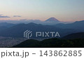 Terraced rice fields in Hirabayashi, Fujikawa Town, Yamanashi Prefecture, with a view of Mt. Fuji: Autumn rural landscape 143862885