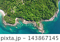 Beautiful sea summer landscape, Waves sea water surface High quality video Bird's eye view, Drone top view waves crashing on sand beach,Nature ocean seashore background 143867145