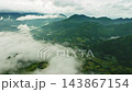 Amazing sunrise with fog move flowing over mountains,Sunrise sky,Aerial view Drone flies over clouds,Rainforest Clouds and fog in sunrise light, Nature and travel background 143867154