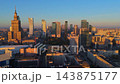 Aerial Drone View of Warsaw City Skyline and Urban Landscape at Sunrise 143875177