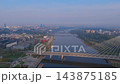 Aerial Drone Footage of Warsaw Cityscape at Sunrise over the Vistula River 143875185