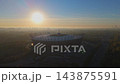 Aerial Drone View of Warsaw National Stadium in Morning Mist at Sunrise 143875591