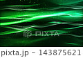 3d render vj loop Digital stream with shimmering particles. Smooth flowing particles and glowing points in digital environment. Dynamic threedimensional wave patterns with sparkling nodes and flowing 143875621