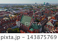 Aerial Drone View of Warsaw Old Town and Royal Castle on a Sunny Day 143875769