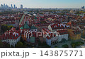 Aerial Drone View of Warsaw Old Town and Royal Castle on a Sunny Day 143875771