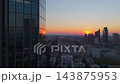 Aerial Drone Footage of Warsaw City Center Skyline and Skyscrapers at Sunset 143875953