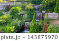 Cascading artificial waterfall flowing in landscaped park in Istanbul 143875970