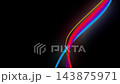 3d render VJ Loop particles Dynamic multicolored neon streamers animate across backgrounds seamlessly. Vibrant neon colored ribbons sweep across dark backgrounds with sparkling particles and swift 143875971