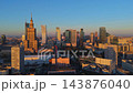 Aerial Drone View of Warsaw City Skyline and Urban Landscape at Sunrise 143876040