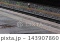 Heavy rain falling on the platform 143907860