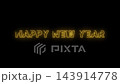 Happy New Year Text Gold color neon light sign flicker motion graphic animation on black background 143914778