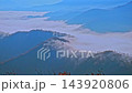11月初旬朝の枝折峠から山々と奥只見湖の雲海から流れ落ちる滝雲風景を中望遠で捉えたループ対応動画 143920806