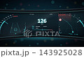 Futuristic Digital Car Dashboard Interface Displaying Speedometer Navigation and Autonomous Driving Systems 143925028