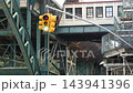 New York 125 street subway metro in Harlem, USA. Manhattan transport. Metro station metallic bridge. 143941396