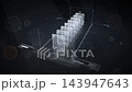 Futuristic Digital HUD Interface Displaying Translucent Data Panels with Orange Highlight on Dark Background 143947643