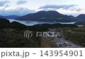 静岡県函南町・山並みと湾の夕暮れ空撮映像 143954901