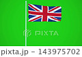 British Union Jack Flag Waving on Pole Against Green Screen Background 143975702
