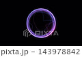 Vibrant futuristic neon light ring animation with glowing lines and particles on a dark background 143978842