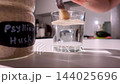 Psyllium gel formation in water on a kitchen counter for fiber diversity and gut health 144025696