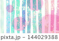 A video background featuring pink water droplets and watercolor stains floating on top of hand-painted watercolor stripes. 144029388